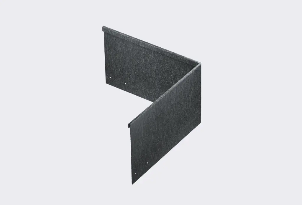 Corner piece 150mm profile 90 degrees 305mm x 305mm Galv Lip Inside (With Connector & 4 x Screws)