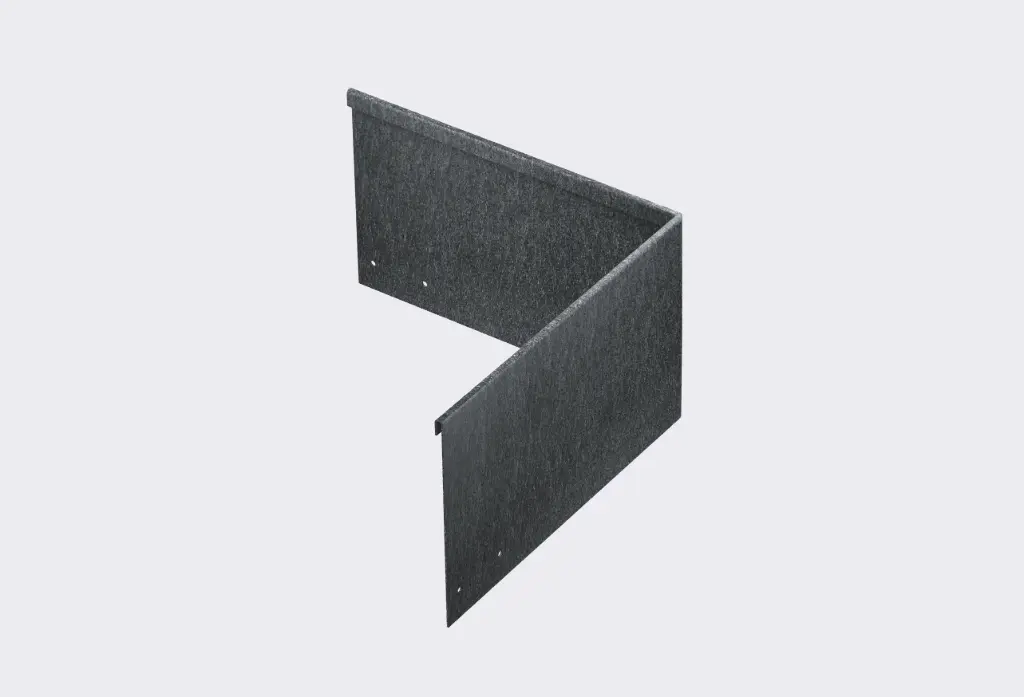 Corner piece 185mm profile 90 degrees 305mm x 305mm Galv Lip Inside (With Connector & 4 x Screws)