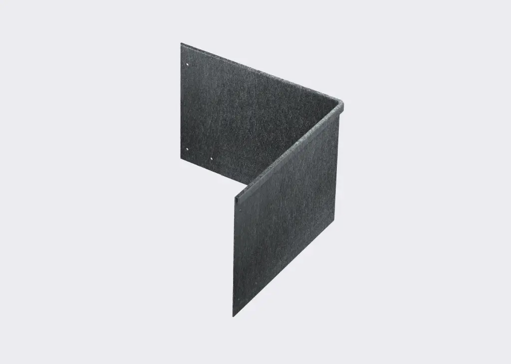 Corner piece 290mm profile 90 degrees 305mm x 305mm Galvanised Lip Outside (including Connector, 4 Screws & 2 Rivets)