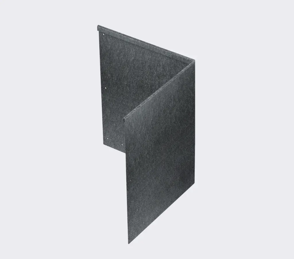 Corner piece 390mm profile 90 degrees 305mm x 305mm Galvanised Lip Inside (including Connector, 4 Screws & 4 Rivets)