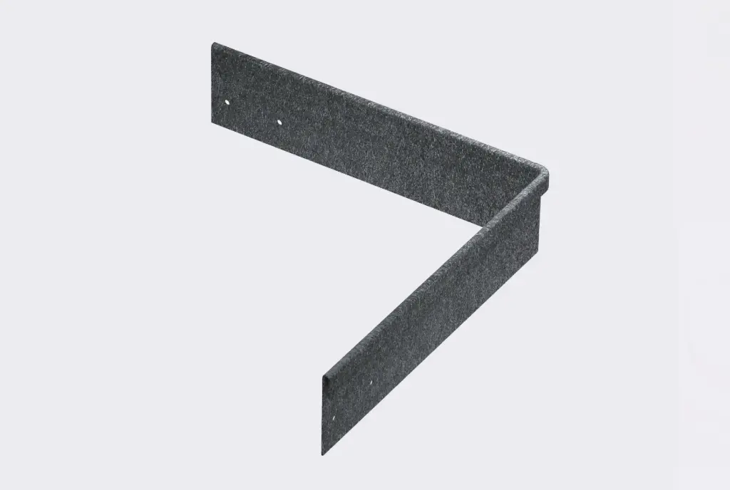 Corner piece 75mm profile 90 degrees 305mm x 305mm Gal Lip Outside 2.0 (With Connector & 4 x Screws)