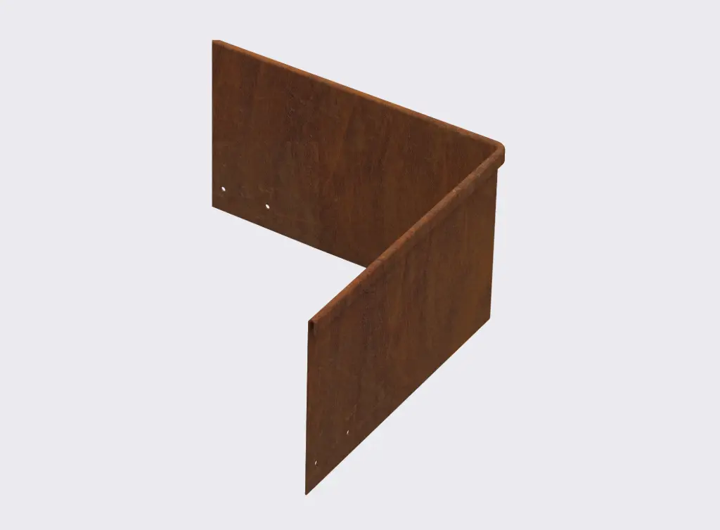 Corner piece 100mm profile 90 degrees 305mm x 305mm Redcor Lip Outside (With Connector & 4 x Screws)